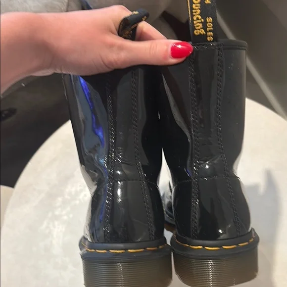 Dr. Martens Black Combat Boots with Patent Leather - Picture 5 of 6